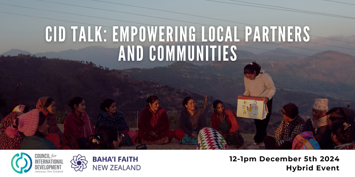 CID Talk: Empowering Local Partners and Communities featuring the Baha'i International Development Organization. logo
